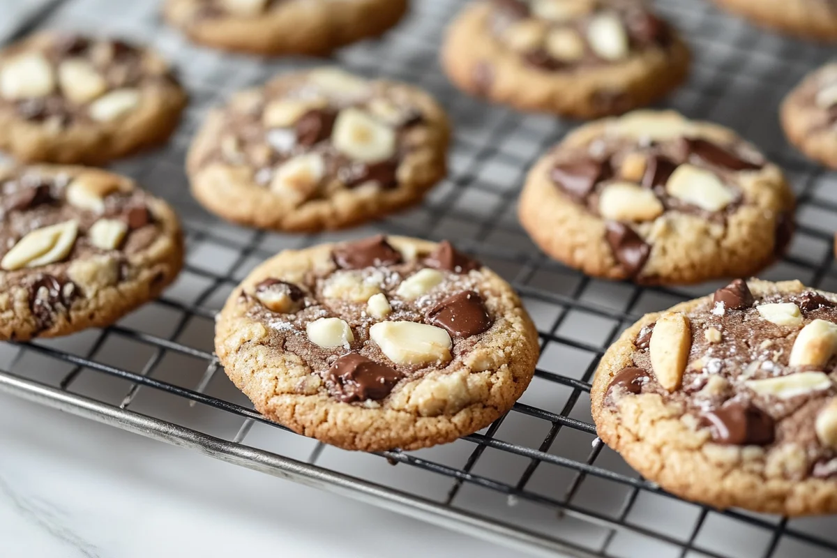 A plate of almond joy cookie recipe treats ready to eat.