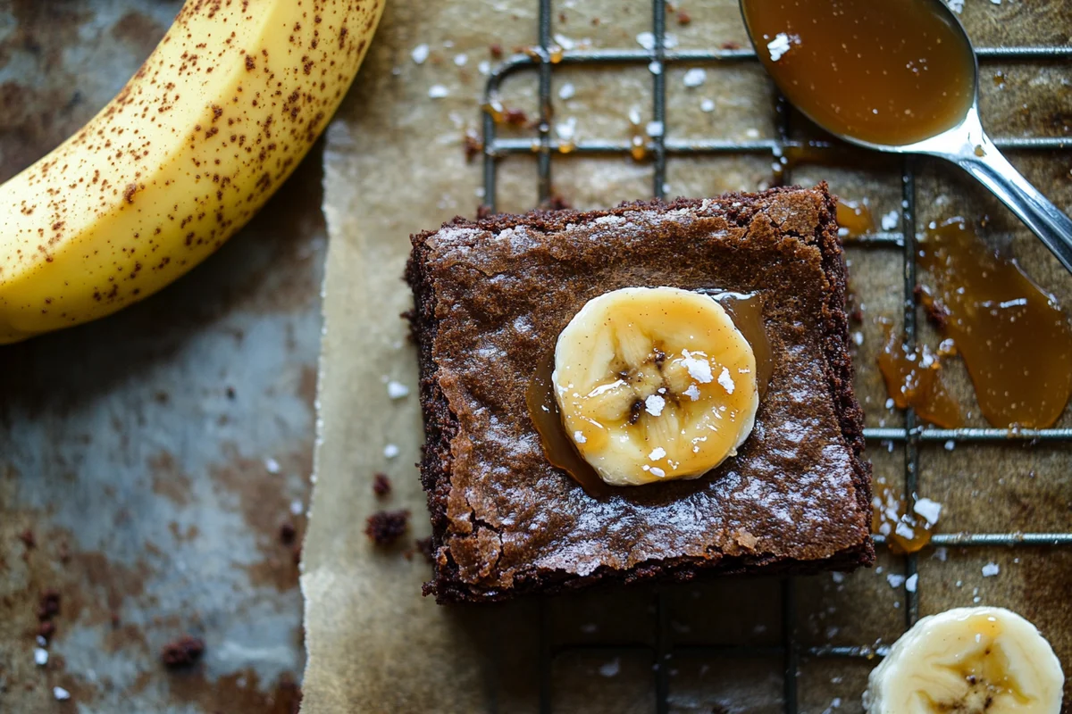 Delicious banana brownie recipe fresh out of the oven.