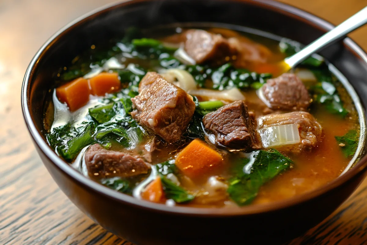 Tasty sinigang recipe in a bowl.