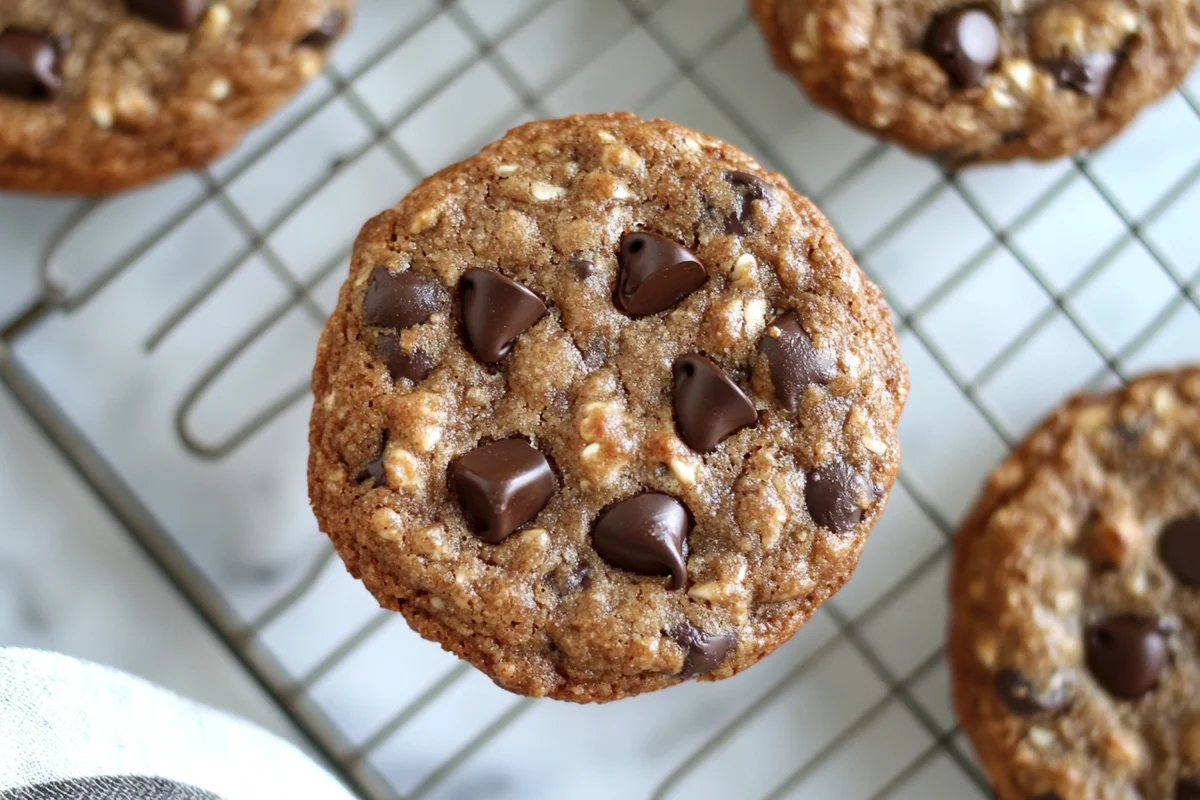 Delicious protein cookie recipe displayed on a cooling rack.