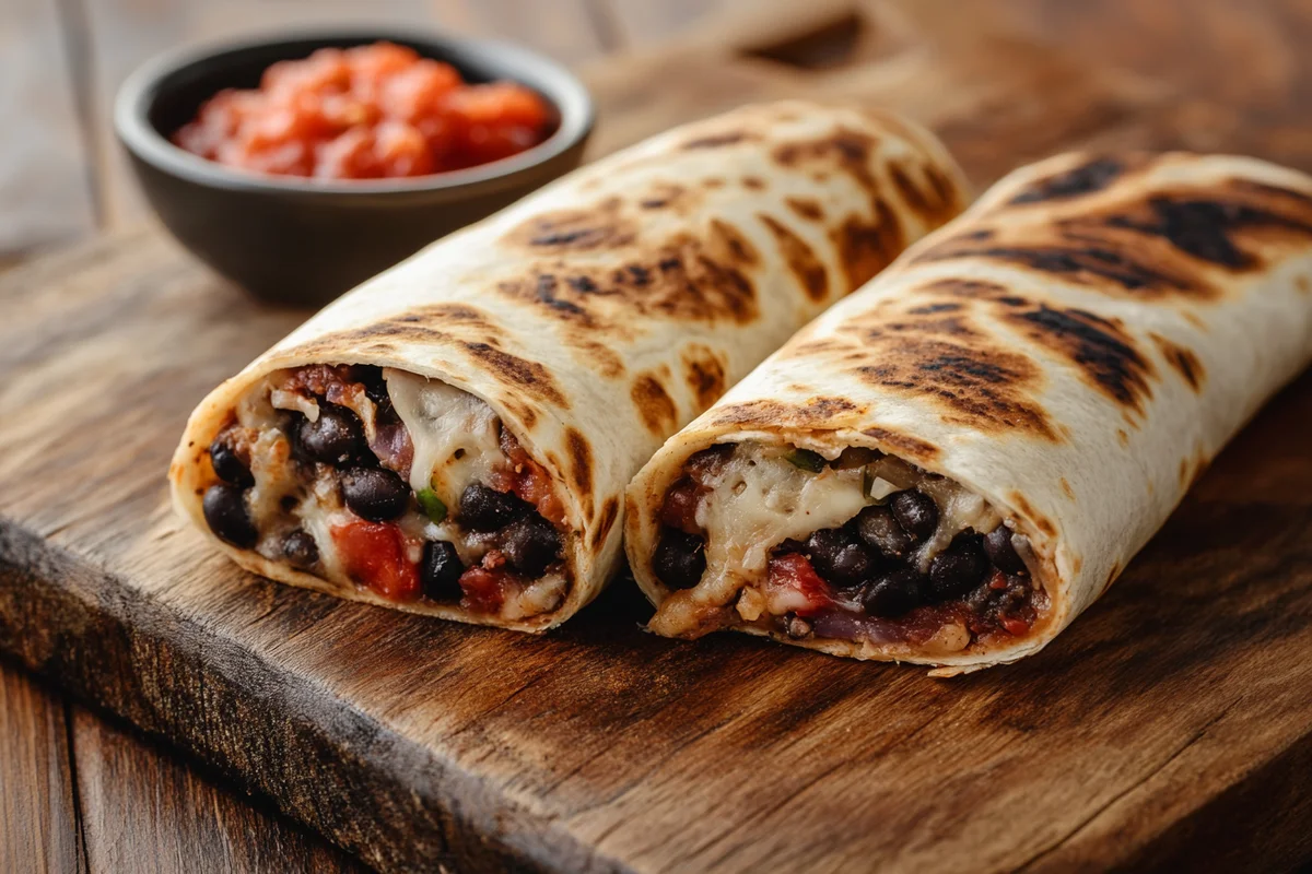 Delicious black bean burrito recipe, ready to be enjoyed.