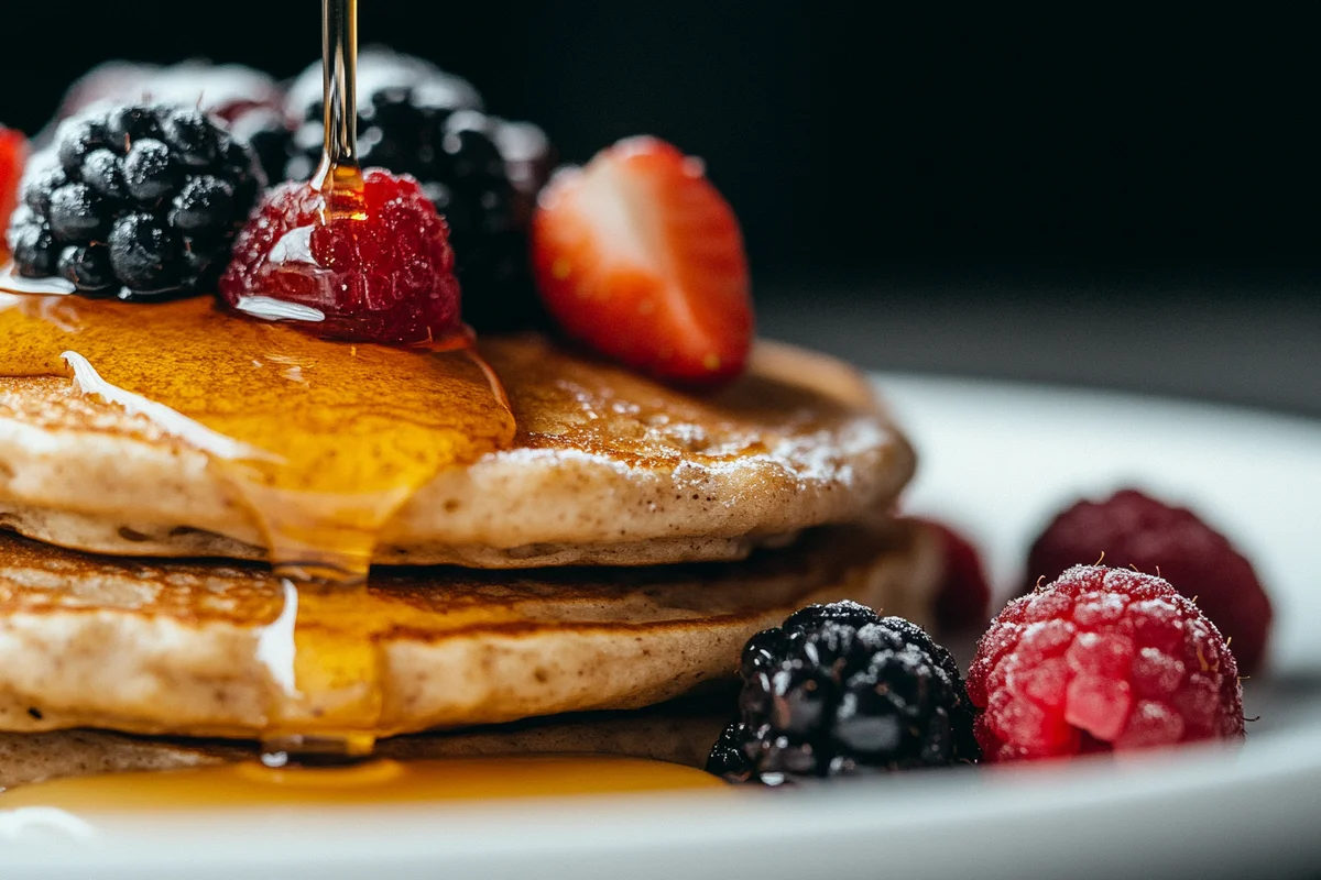 Delicious 3 ingredient oatmeal pancakes on a plate, ready to eat.