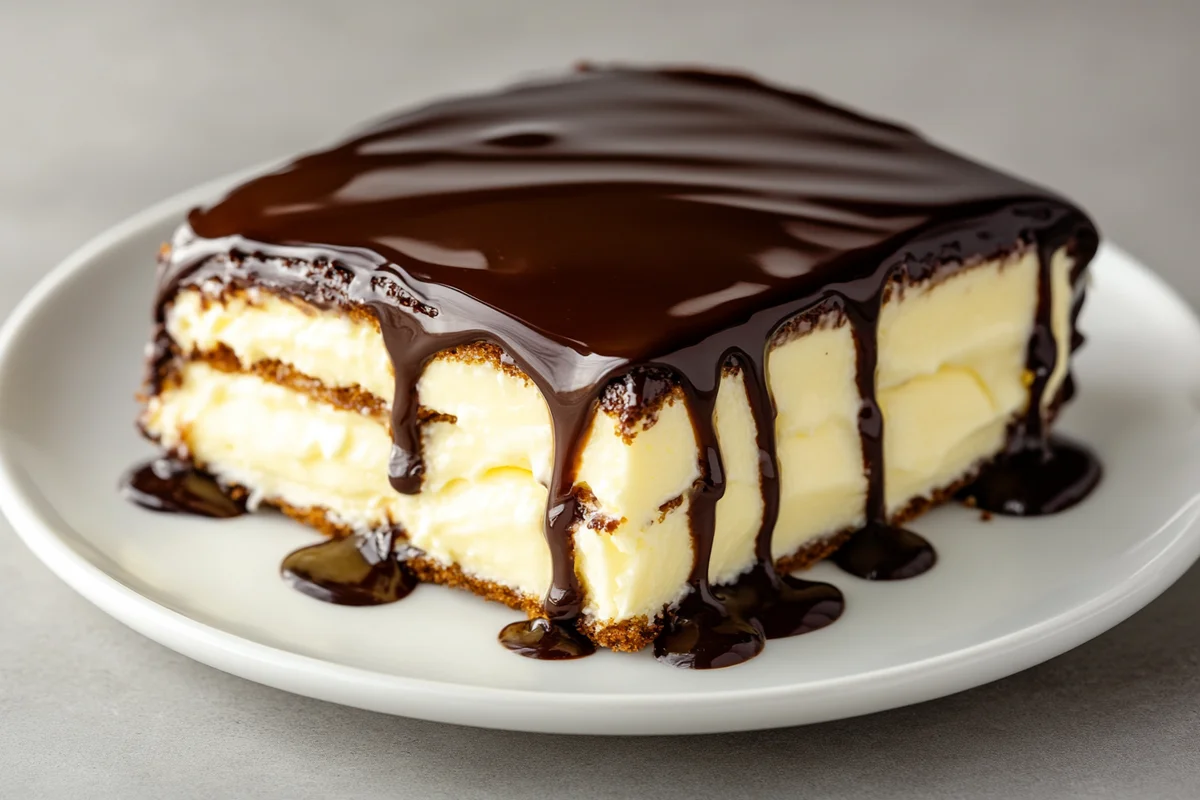Delicious boston cream cake recipe ready to be enjoyed.