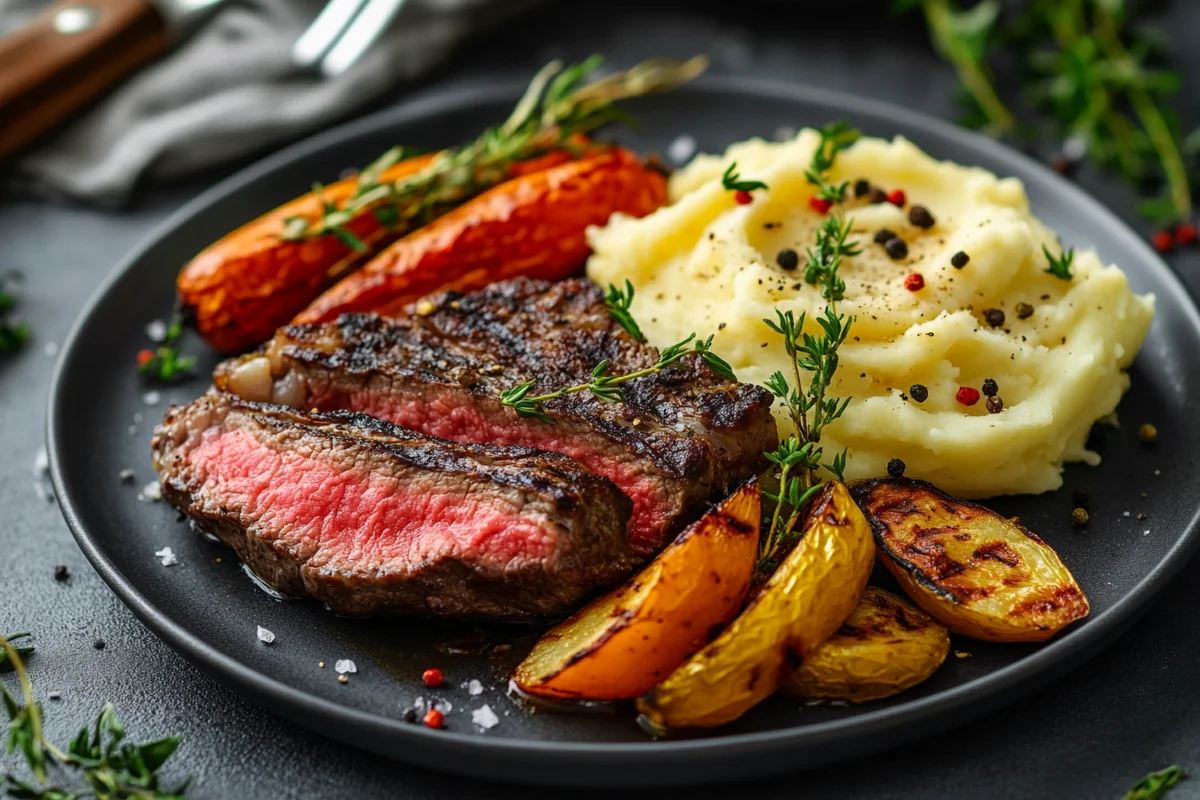 Deliciously seared chuck eye steak recipe ready to eat.