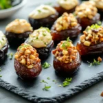 Delicious and healthy date-based dish close up.