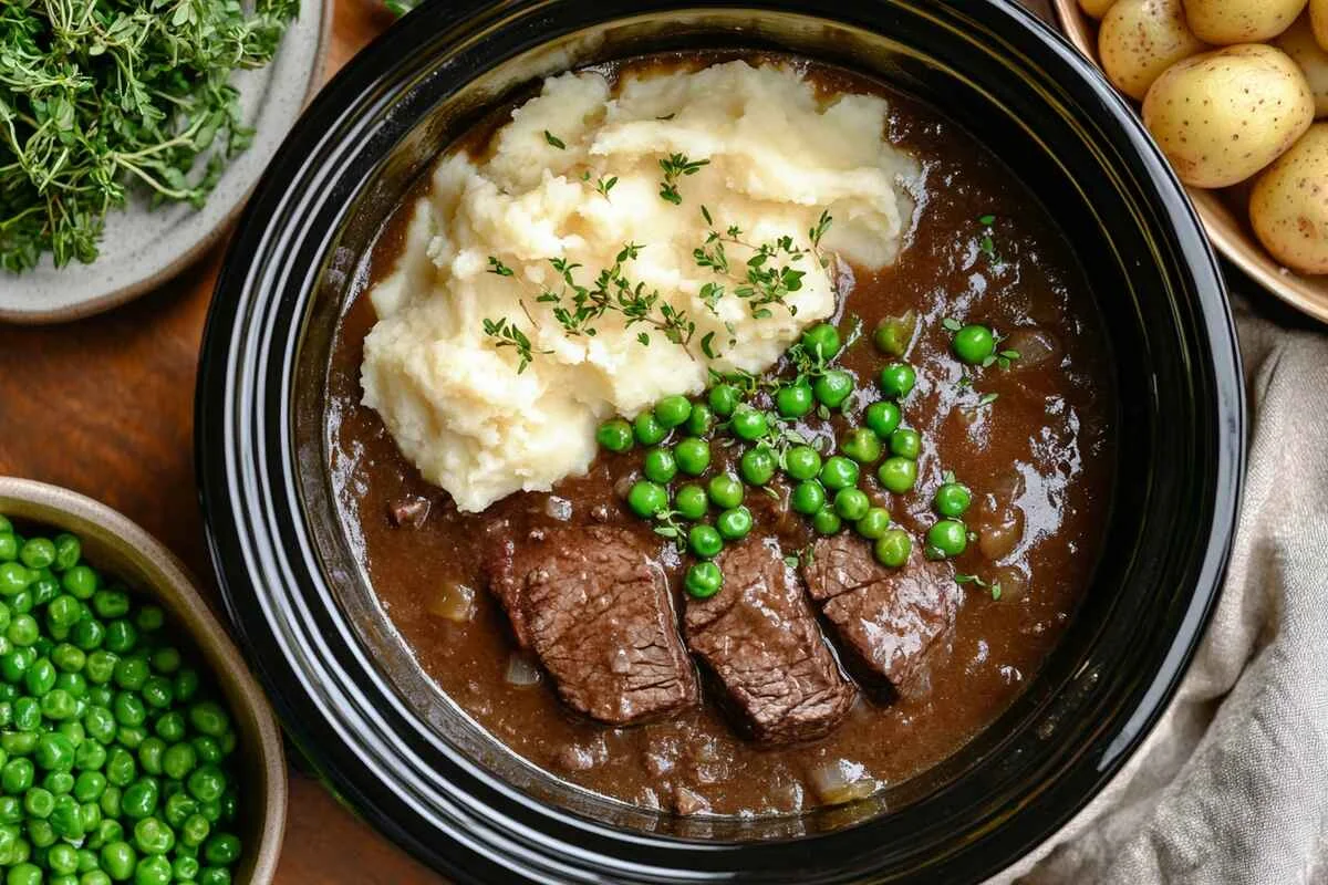 Crock pot cube steak recipes with gravy over potatoes.