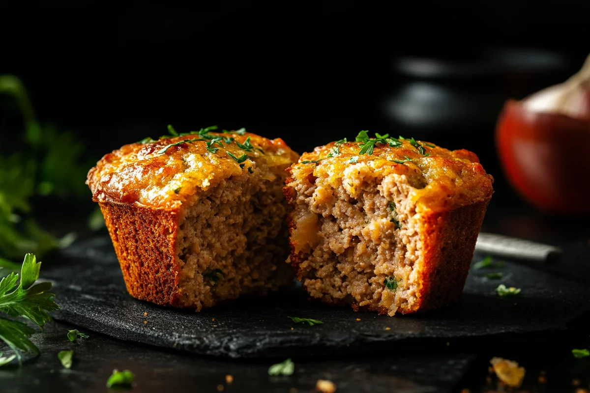 Delicious meatloaf muffin recipe on a plate.