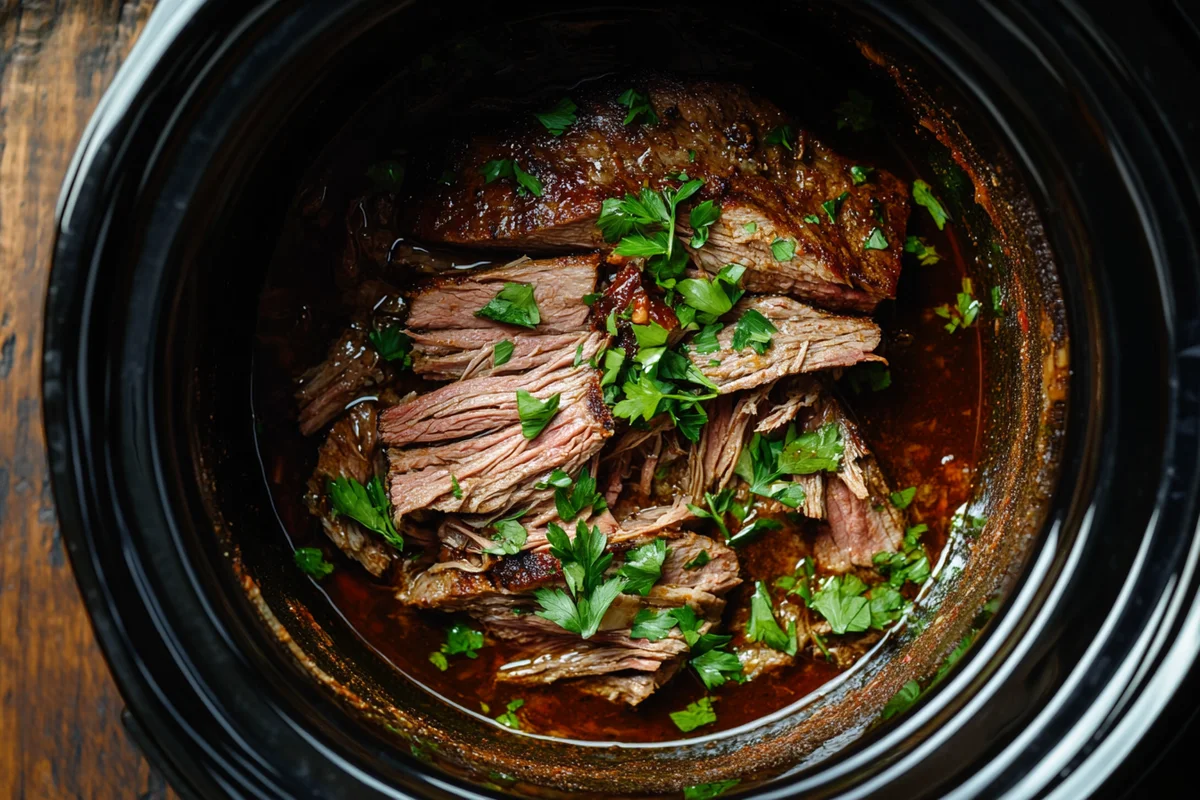 Delicious slow-cooked slow cooker tri-tip.