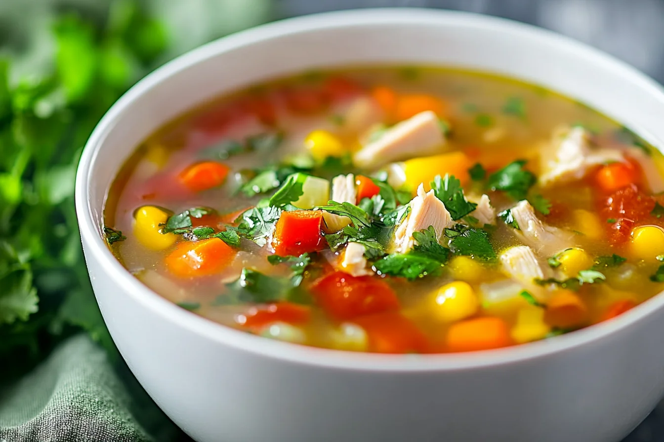 Delicious and comforting mexican chicken soup in a bowl.