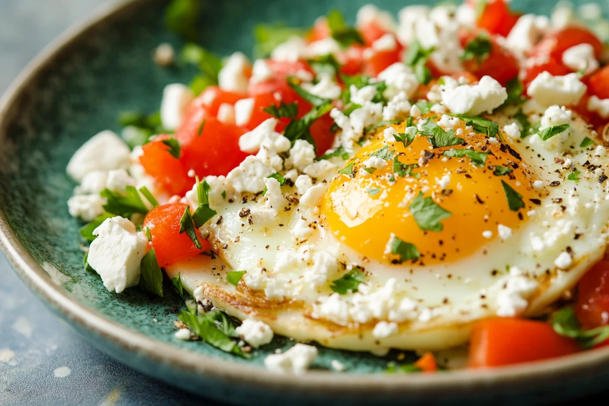 Feta cheese egg recipes, a quick meal idea.