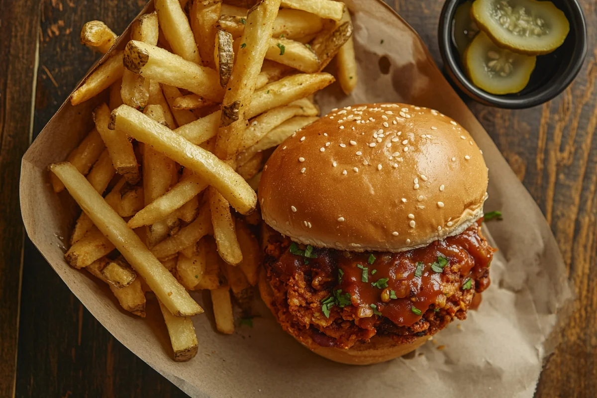 Delicious big mac sloppy on a toasted bun.