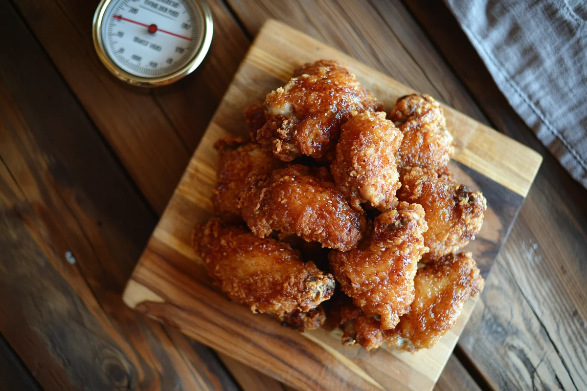Delicious cooked chicken wings showing the correct chicken wings internal temp