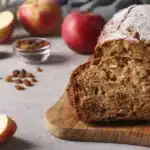 Sliced loaf of homemade apple banana bread.