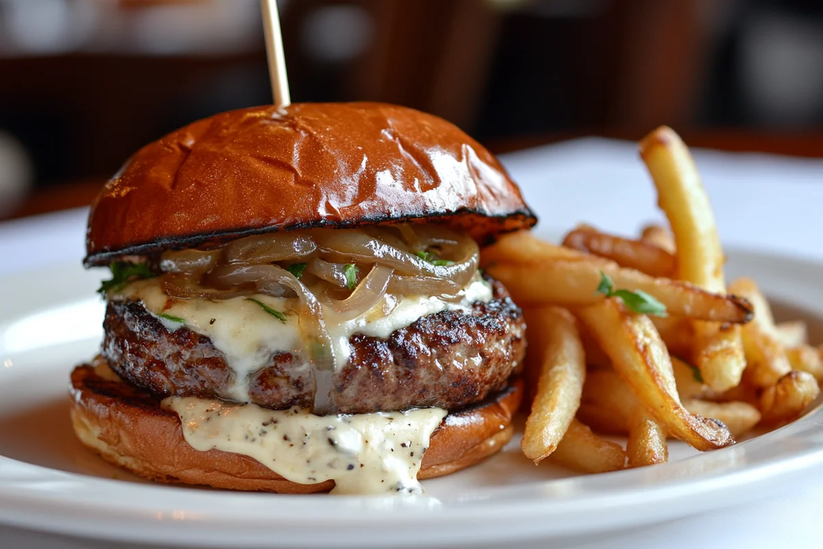 Scrumptious Truffle Burger ready to eat.